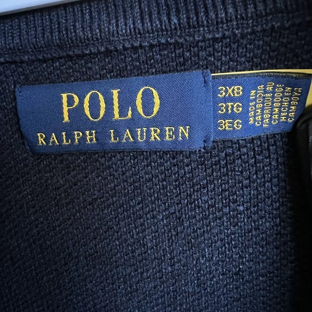 Polo Ralph Lauren Mens 3XB Navy 1/4 Zip Pullover Sweater Quiet Luxury Minimalist